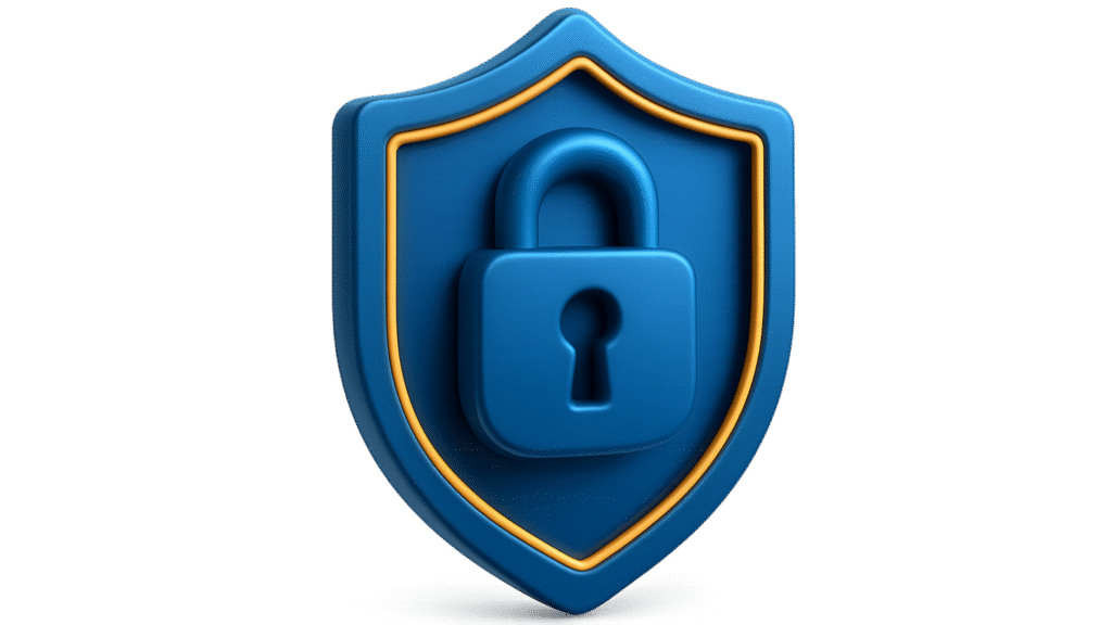 Icône verrouillage sur un bouclier bleu